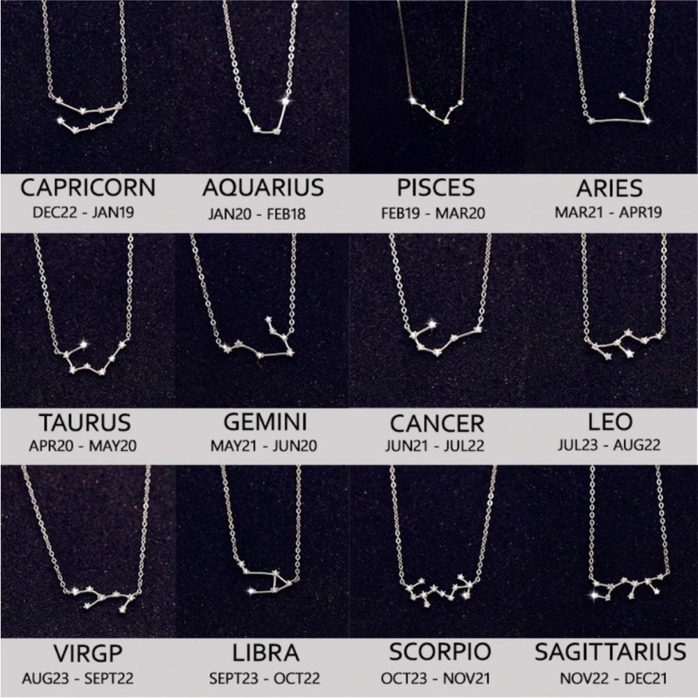 Silver Chain Constellation Necklace Horoscope Astrology Stocking Stuffer